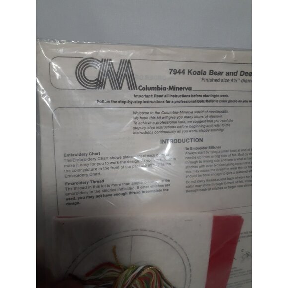 VTG Columbia Minerva Crewel Christmas Idea Kit Two Ornaments Deer Koala Bear, - Picture 6 of 7